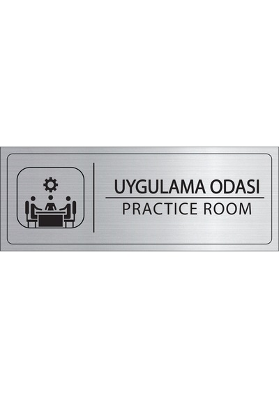 Mayeka Uygulama Odası İsimlik Gümüş Metal Kapı İsimliği Levhası Yönlendirme Tabelası