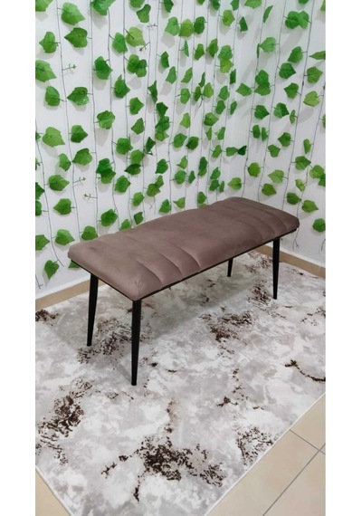 Özcan Metal Siyah Metal Ayaklı Metal Kasalı Bench Mutfak Salon Antre Yatak Odası Balkon Puf Bank Kahverengi Siyah