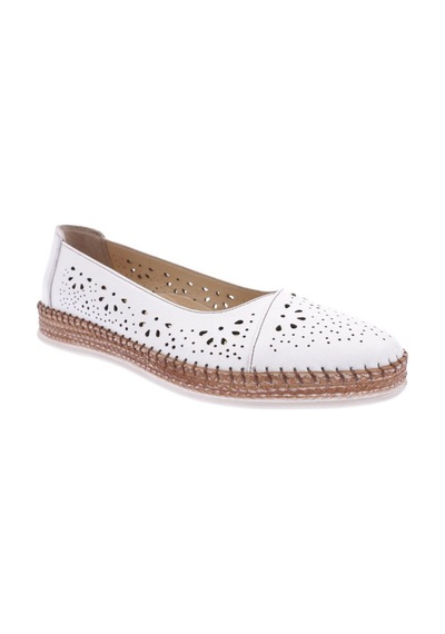 Dgn P24 Kadın Lazerli Soft Anatomıc Footwear Deri Babet P24-L-1512-R0198 Beyaz