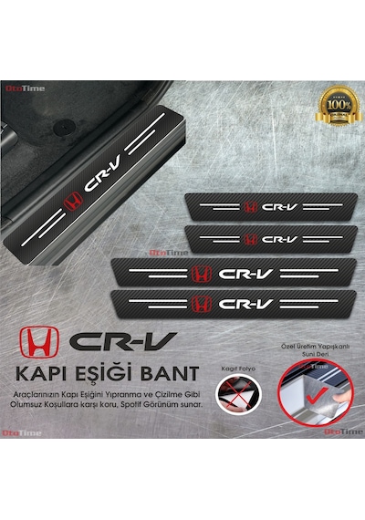 Honda Crv Logolu Karbon Kapı Eşiği Koruyucu Suni Deri 4'lü Set