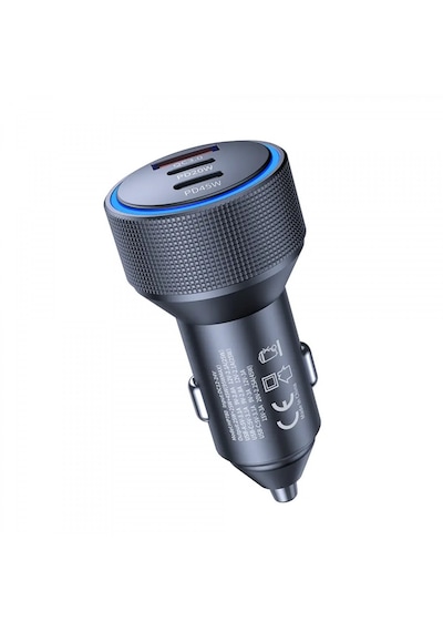 HP-780 105 Watt Araç Içi Şarj Cihazı 3.1A Pd 45 Watt Fast Hızlı Şarj Aleti Metal Çakmaklık Şarj Type C 3-Port Işıklı