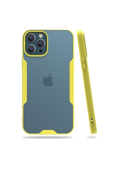 Apple Uyumlu - iPhone 12 Pro Max Kılıf Platin Silikon - Sarı