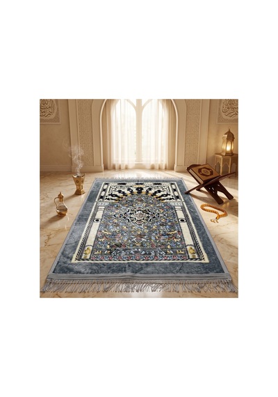 Peluş Seccade 80x120 Cm Desenli Lüks Namaz Seccadesi Çok Renkli-3
