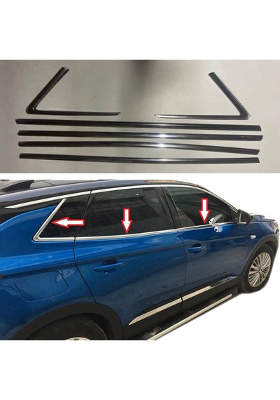 Opel Grandland X Cam Çıtası Komple Set Çerçevesi Kromu Nikelajı