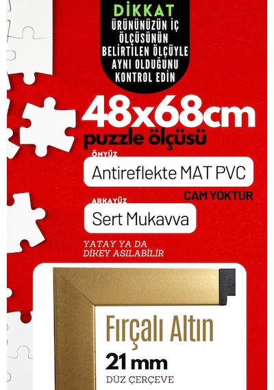 21mm- 48x68 Cm Antireflekte Mat Pvc Li Fotoğraf 1000 Parça Puzzle Belge Çerçevesi Yatay Dikey 21lik