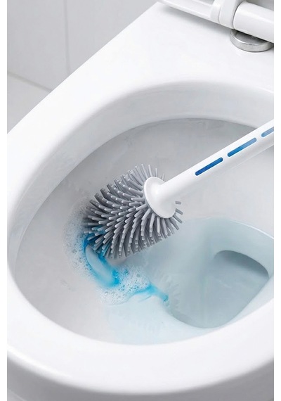 Thentech Kendinden Hazneli Yeni Nesil Klozet Fırçası Koku Yapmayan Hijyenik Silikon Banyo Seti Beyaz