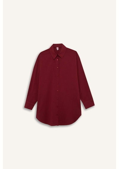 DeFacto Regular Fit Pamuklu Plaj Gömleği-Fall in Love W8241AZ25SMBR285 Bordo