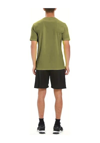 Ghassy Co. Erkek Ultra Esnek Nem Emici Vücut Geometrik Hızlı Kuruyan Hafif Spor T-shirt Haki