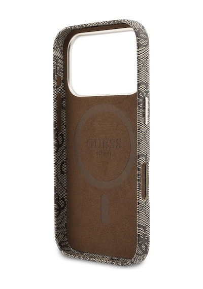 Apple Uyumlu iPhone 17 Pro Max Kılıf Guess Lisanslı M-safeli Script Yazı Logolu 4g Desenli Kapak Kahverengi