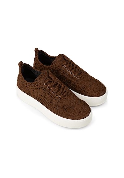 Deery Kadın Kahverengi Örgülü Sneaker Ayakkabı - K0046zkhvm01