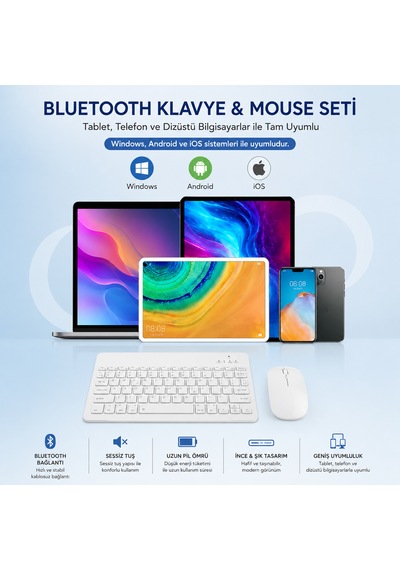 Klavye & Mouse Seti Akıllı Cihazlar İçin Mükemmel Uyum Windows Android Apple Uyumlu iOS Diğer