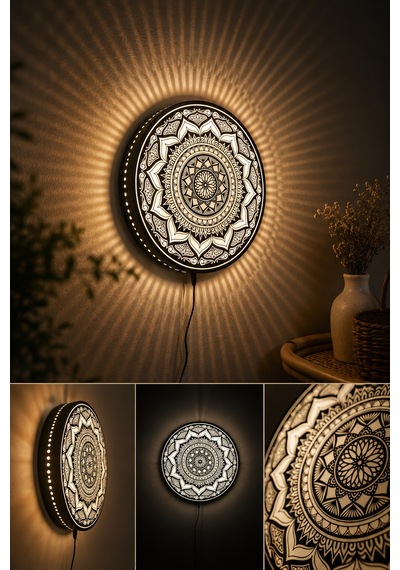 Mandala Işıklı Duvar Dekoru Işıktan Daha Fazlası Siyah