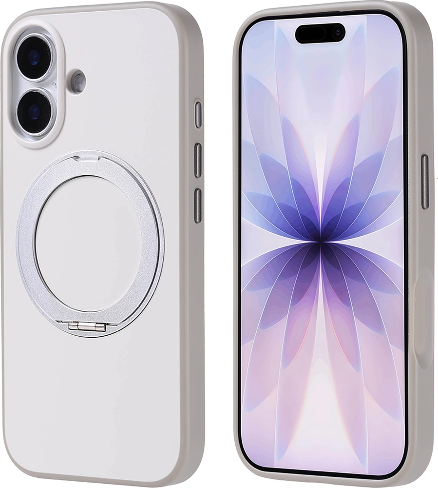 Apple Uyumlu iPhone 17 Kılıf M-safe Şarj Özellikli Standlı Proton Silikon Kılıf Gri