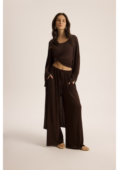 Mai Studios Co. Raina Kahve Kimono Basic Üçlü Takım Kahve Mai Studios Co. Raina Kahve Kimono Basic Üçlü Takım Kahve