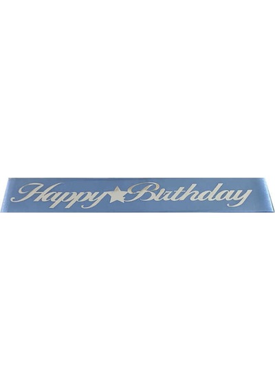 Kuşak Kurdela Happy Bırhday Mavi Gümüş Pk:1.5 Mt +3