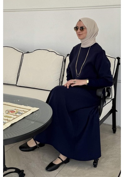 Rabia Şamlı Ela Modal Takım Lacivert Çok Renkli