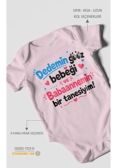 Morivokids Dedeye Ve Babaanneye Özel Kısa Kollu Bebek Body %100 Pamuk Zbn151-kk Bebe Pembe