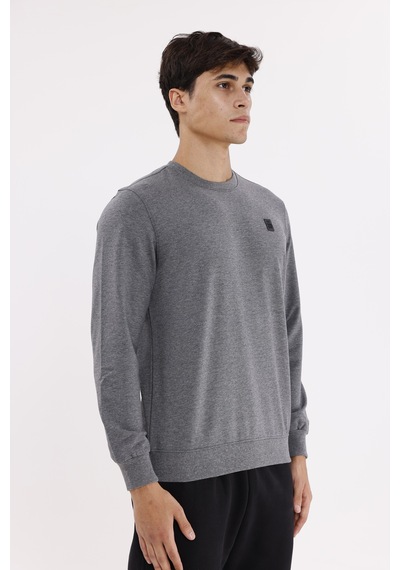 Rowinger Minimal Logolu Bisiklet Yaka Ribana Manşetli Rahat Kalıp Mevsimlik Sweatshirt A.melanj