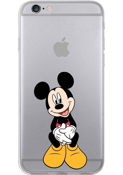 Apple Uyumlu iPhone 6s  Kapak Mickey Mouse Tasarımlı Şeffaf Silikon Kılıf