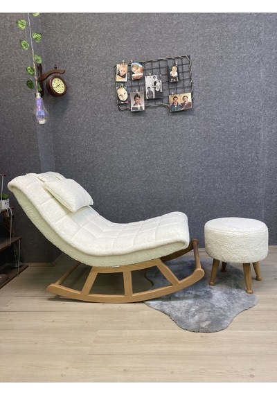 Asedia Miskin Naturel Teddy Krem Sallanan Sandalye Dinlenme Koltuğu