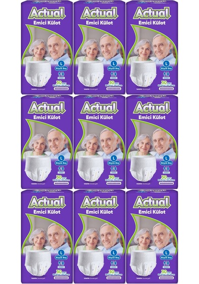 Actual Emici Külot Yetişkin Bezi L - Large - Büyük 270 Adet