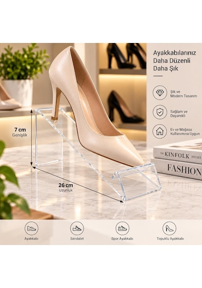 Ayakkabı Ve Terlik Standı Pleksi Şeffaf 10 Lu