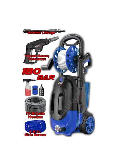 Millian MLN-HSNDF001 Prof 180 Bar - 4500 W Bakır Sargılı Yüksek Basınçlı Yıkama Makinesi