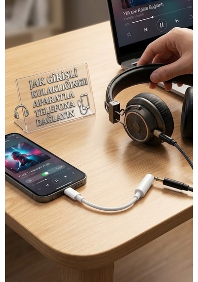 Ouptec Lightning To 3.5mm Aux Dönüştürücü Apple iPhone Uyumlu Kulaklık Jack Çevirici Araç Ses Adaptörü