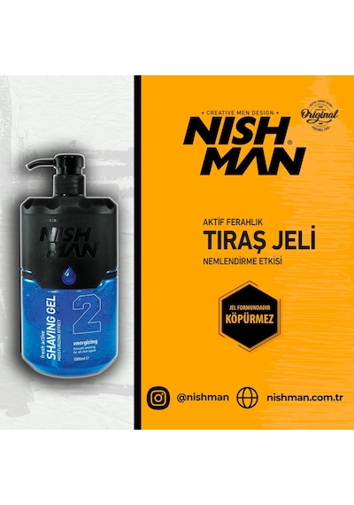 Nishman 2 Energizing Traş Jeli Pompalı 1 L