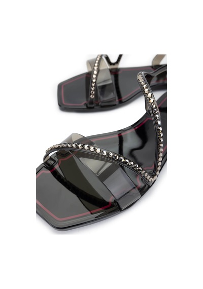 Menghi Kadın Pvc Siyah Düz Sandalet 774 810e Bn Sndlt Y25 Black Siyah