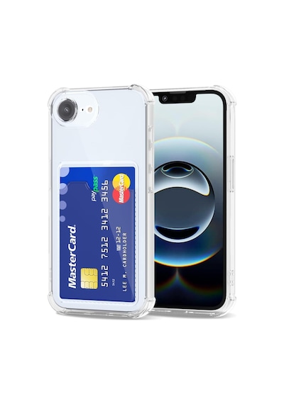 Teknomoda Apple Uyumlu iPhone 16e Kılıf Kartlıklı Anti Şok Korumalı Şeffaf Silikon Şeffaf Açık 16e Şeffaf
