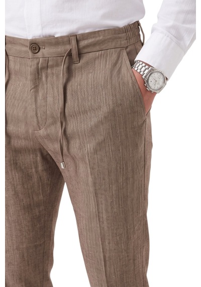 Rizzup Erkek Slim Fit Kırçıllı Açık Kahve Kumaş Pantolon İpli Esnek Bel Likralı Spor Şık Pantolon 2700252 Rizzup Erkek Slim Fit Kırçıllı Açık Kahve Kumaş Pantolon İpli Esnek Bel Likralı Spor Şık Pantolon 2700252