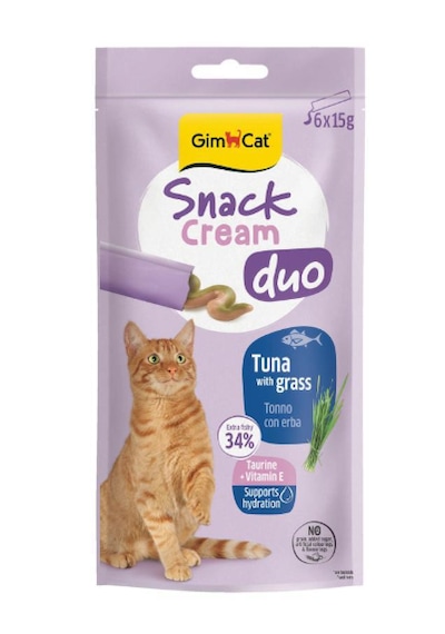 Gimcat Snack Cream Duo Ton Balıklı - Kedi Otlu Kedi Ödülü 6x15gr