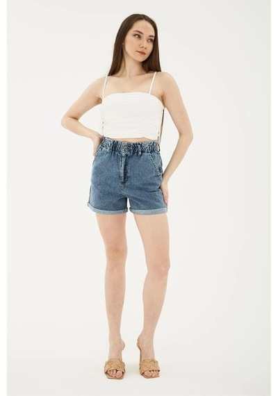 Fashion Friends Kadın Baggy Jean Şort 24y0584k1-17731 001