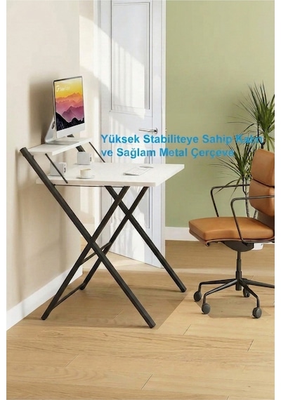 Bodo Metal Ayaklı Laptop Masası Katlanır Çalışma Masası Raflı Masa Katlanır Laptop Sehpası Siyah - Beyaz Bodo Metal Ayaklı Laptop Masası Katlanır Çalışma Masası Raflı Masa Katlanır Laptop Sehpası Siyah - Beyaz