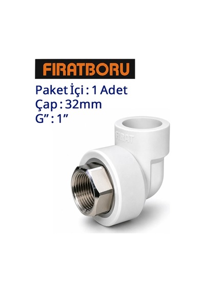 Fırat İç Dişli Dirsek Altı Köşe 32mm, 1'', 1 Adet, 7b71032254
