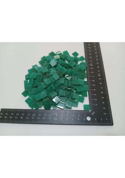 Açık Turkuaz Yeşil Kare Vitray Cam Mozaik Taşı - Sanatsal Mozaik İçin Yaklaşık 10 X 10 Mm