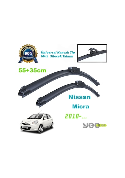 Yunus Emre Otomotiv Nissan Micra Yeo Aeroflex Muz Silecek Takımı 2010-