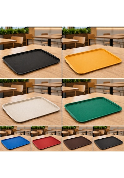 12 Adet Abs Servis Tepsisi Kaymaz Yüzeyli 32x44 Cm Sarı Renk Endüstriyel Kullanıma Uygun, Kırılmaz, Bpa Free 7 Renk Seçenekli