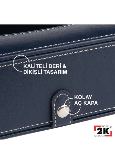 2k Suni Deri Peçetelik Mendil Kutusu 13 24 6 Cm. Lacivert Lacivert