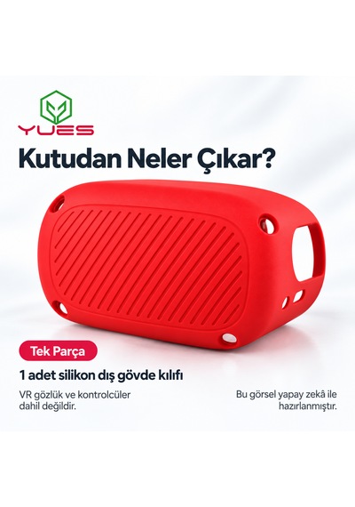 Yues Meta Oculus Quest 2 Uyumlu Silikon Koruyucu Kılıf Kırmızı