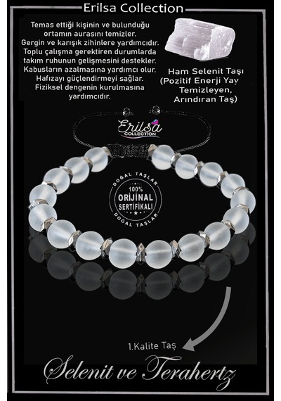 Sertifikalı Fasetli Hematit - Selenit Taşı Bileklik - Ayarlamalı Çok Renkli