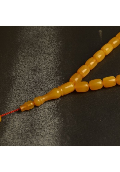Kapsül Kesim 12x8 Mm Sıkma Kehribar Sistem Püsküllü Tesbih Sarı