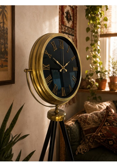 Eskitme Antique Aynalı Tripod 150 X 45 Cm Ayaklı Saat