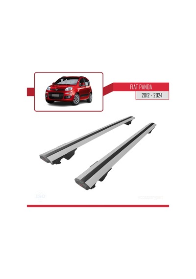 Fiat Panda 2012 Ve Sonrası İle Uyumlu Hook Model Anahtar Kilitli Ara Atkı Tavan Barı Gri