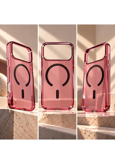 Premium Tpu Şeffaf Bordo Kılıf İphone 18 Pro Max İle Uyumlu Magsafe