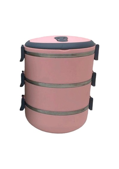 Hubrendy Çer Yemek Termosu Açık Pembe 3lü Sefer Tası Saklama Kabı 1.8lt 504512