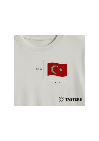 Taşlı Ütülenebilen Veya Sticker Olarak Kullanılabilen Dalgalanan Türk Bayrağı Modeli