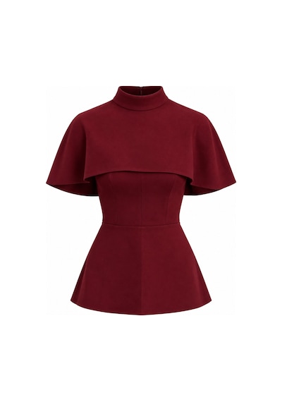 Laluvia Bordo Pelerinli Straplez Bluz - 2y1101