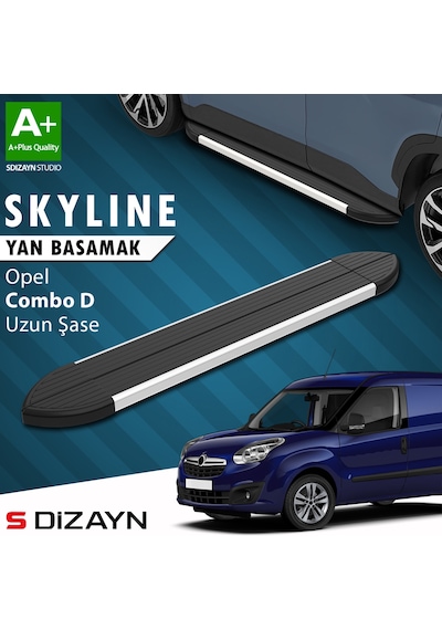 S-dizayn Opel Combo D Uzun Şase Skyline Aluminyum Yan Basamak 223 Cm 2011-2015 A+ Kalite